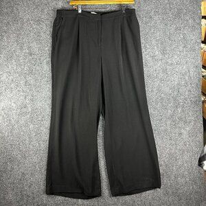 Sejour Pants Womens 18W Black Wide Leg Pockets Zip Fly Elastic Back Waist NEW